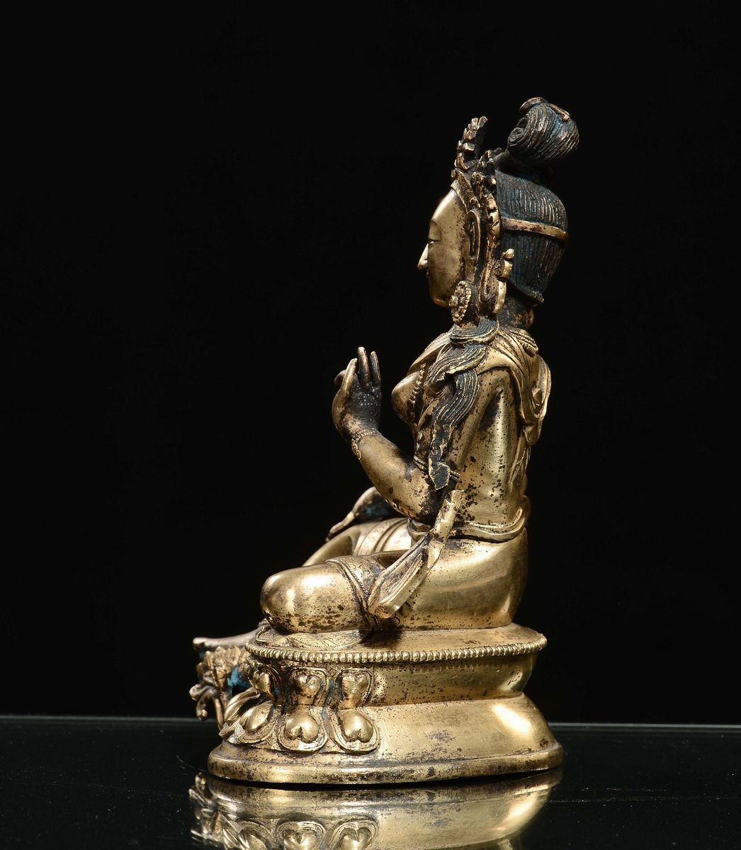 Bronzo Dorato Raffigurante Syama-tara, Cina, Dinastia Qing, Epoca Qianlong (1736-1796)