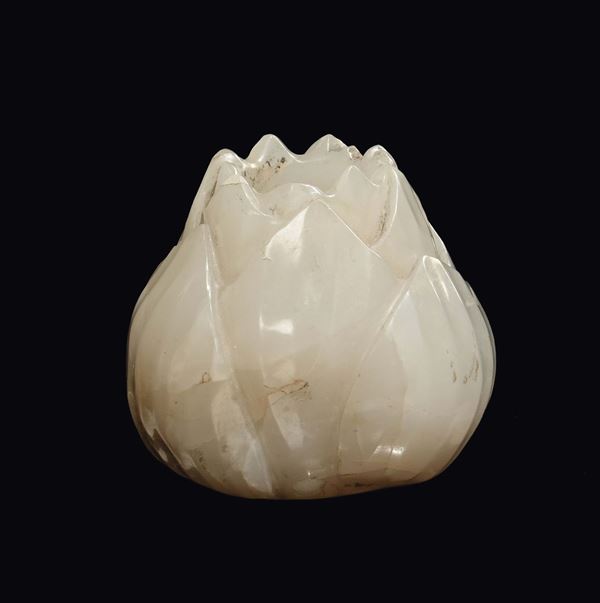 A white jade carved in the shape of flower, China, Qing Dynasty, 19th century