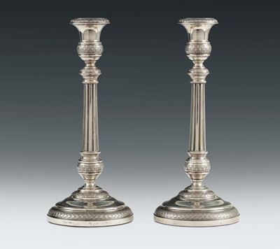 Coppia di Candelieri in Argento, Bolli per il Regno di Sardegna in Uso dal 1824 al 1872 e Dell’ar...