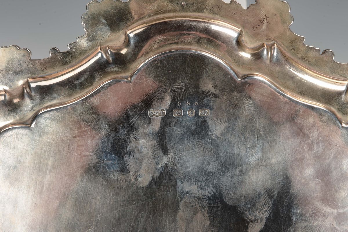 Salver in Argento, Bolli Birmingham 1892, Firmato Elkington