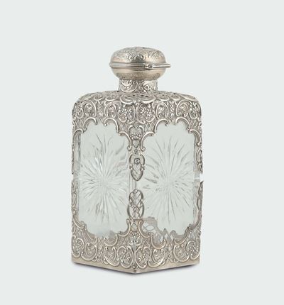 Bottiglia in Cristallo e Argento, Londra 1913, Firmata W Commings