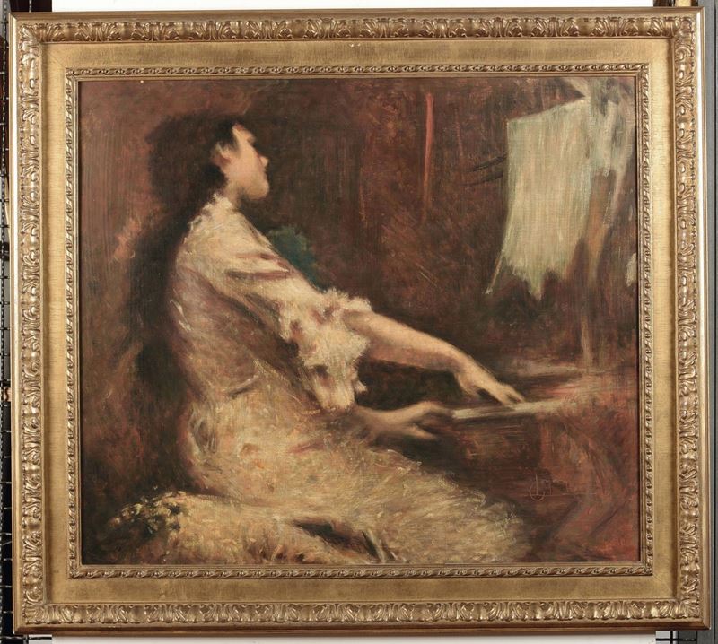 Luigi Conconi (1852-1917), nei modi di La giovane pianista  - Asta Dipinti del XIX e XX secolo - Cambi Casa d'Aste