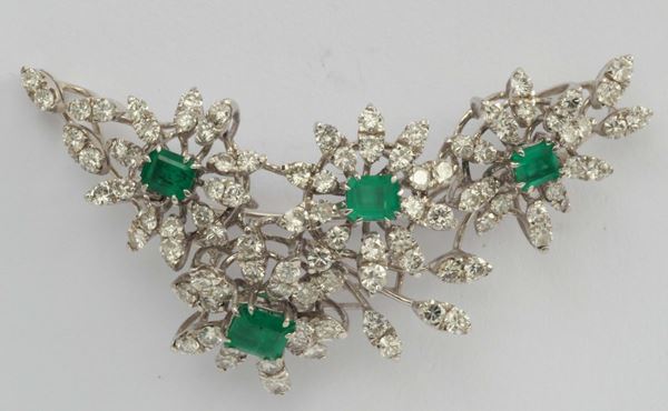 A diamond and enamel spry brooch
