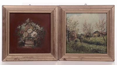 Berto Ferrari (1887-1965)canzoni di Primavera Fiori in Stile Fiammingo