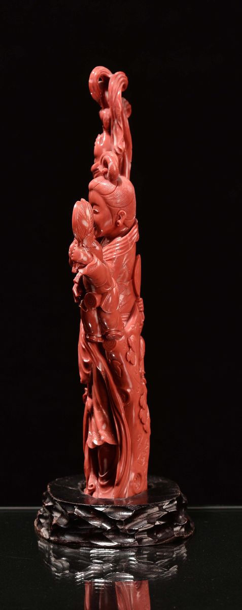 Guanyin in Corallo Rosso con Bambini, Cina, Dinastia Qing, Fine XIX Secolo