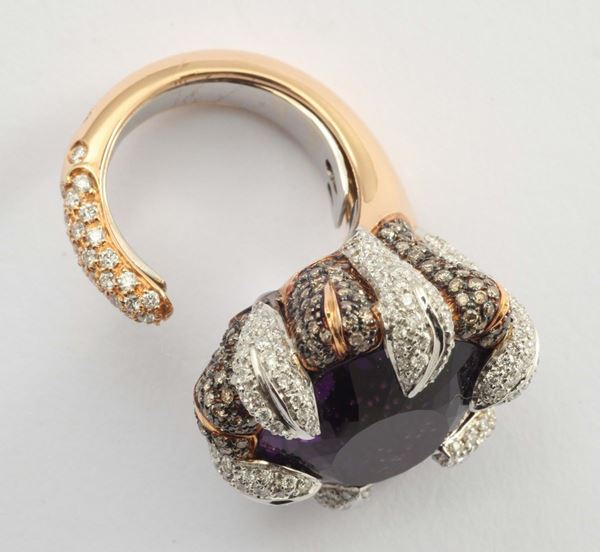 An amethyst and diamond ring. By Brarda