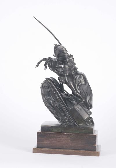 Scultura in Bronzo a Firma Venzano Raffigurante Ansaldo e Cavalleria