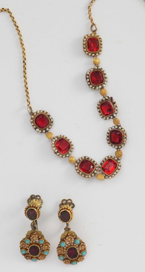 A Georgian paste set necklace and earrings
