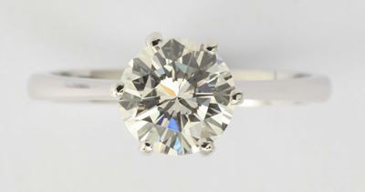 Anello con Diamante Taglio Rotondo a Brillante di Ct 1,19, Colore i - J, Purezza Vs1