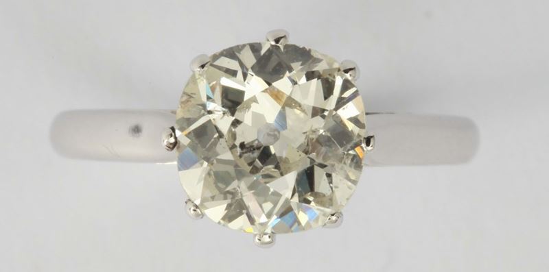 Anello con diamante taglio cuscino vecchio di ct 1,78, colore  L, purezza P1  - Asta Fine Jewels - I - Cambi Casa d'Aste