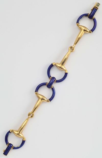 Bracciale a Morso di Cavallo con Smalto Blu