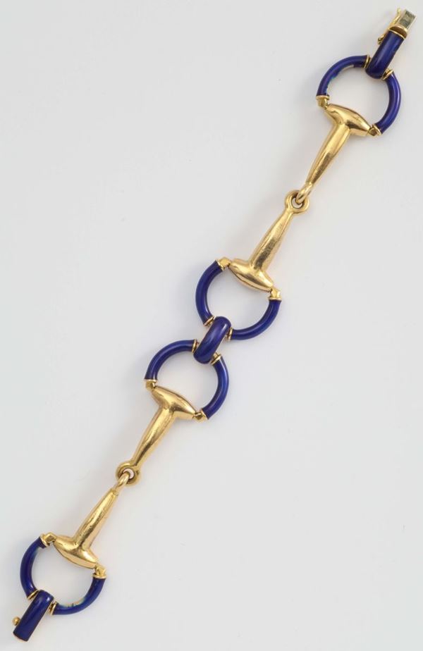 A blue enamel amd gold bracelet