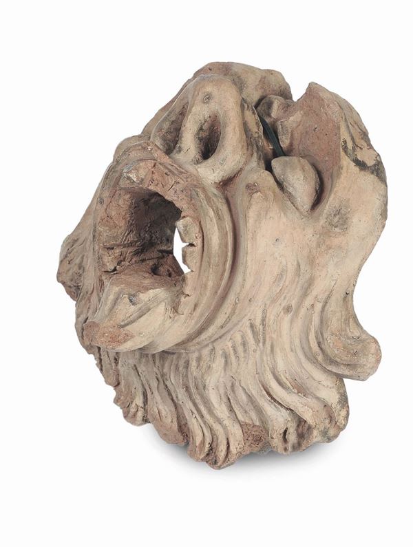 Testa grottesca in terracotta, XVI-XVII secolo