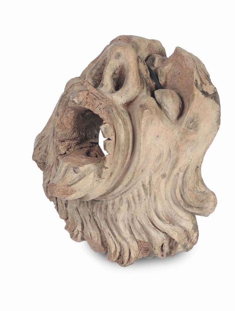 Testa grottesca in terracotta, XVI-XVII secolo  - Auction Fine Arts from refined private house - Cambi Casa d'Aste