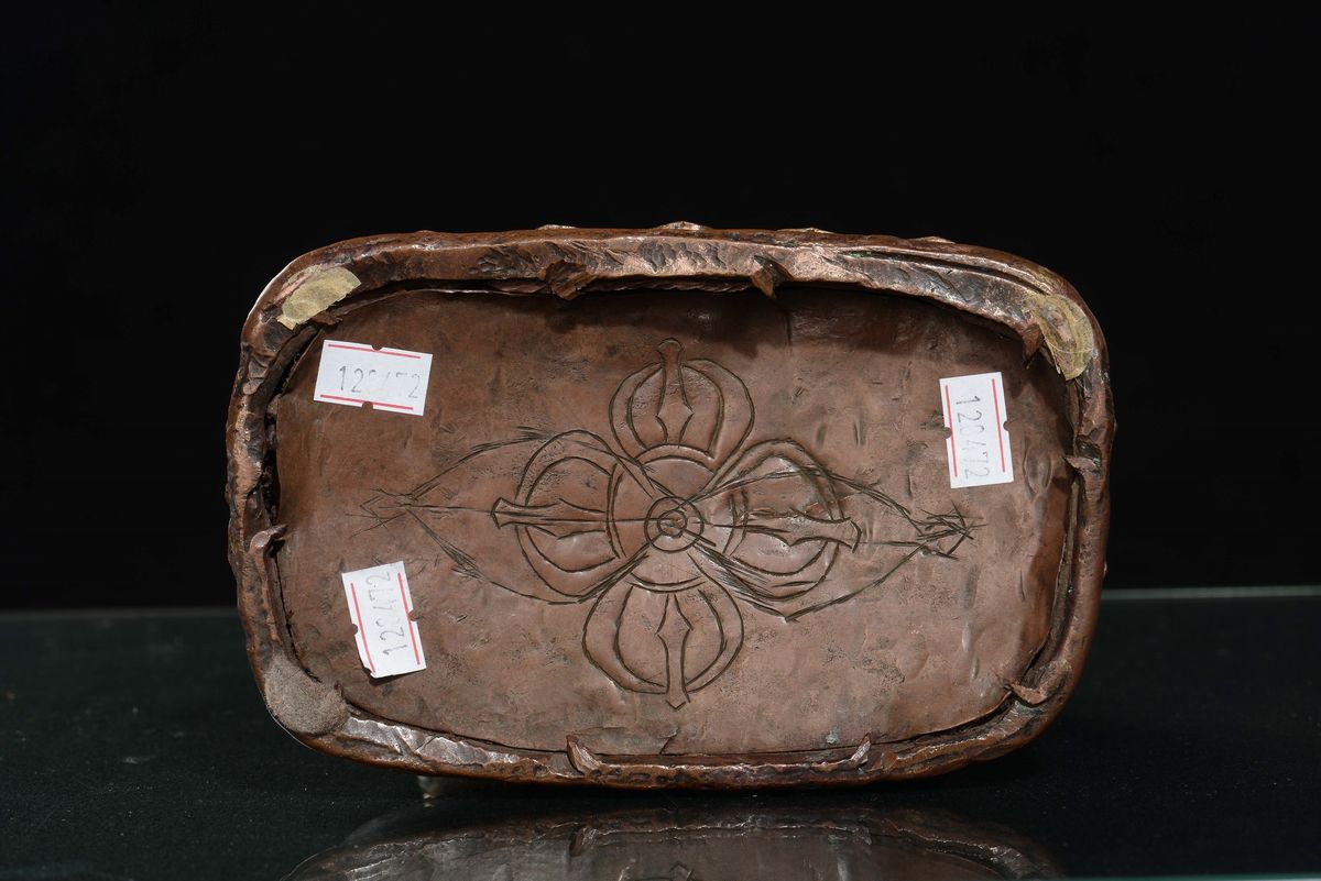 Bella Scultura in Bronzo Dorato Raffigurante Vaisravana su Cane di Pho, Tibet, XVI Secolo