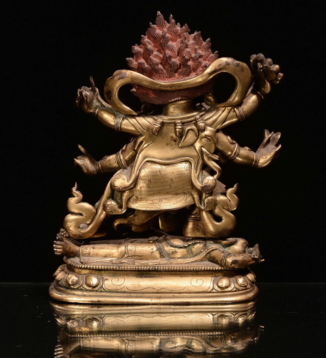 Gruppo in Bronzo Raffigurante Mahakala, Tibet, XVII Secolo