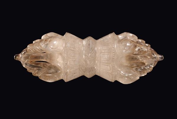 A rock crystal sceptre decorated with archaic motives,  Tibet, 18th century
