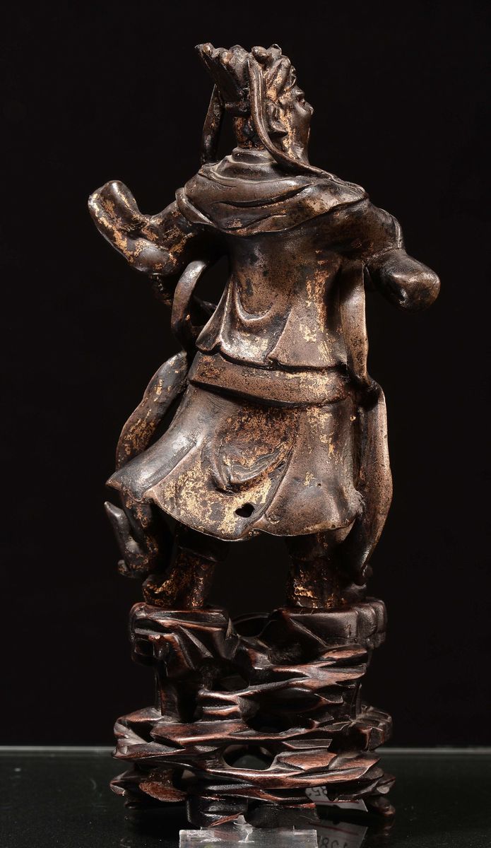 Scultura in Bronzo Raffigurante Guerriero, Cina, Dinastia Ming, XVII Secolo