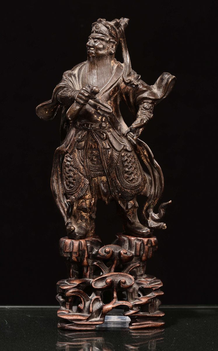Scultura in Bronzo Raffigurante Guerriero, Cina, Dinastia Ming, XVII Secolo