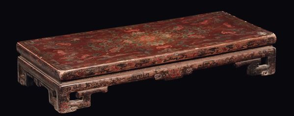 A lacquered huangali wood tea table, China, Qing Dynasty, 18th century