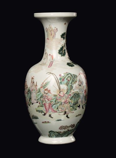Vaso in Porcellana Famiglia Rosa con Scene di Vita Comune, Cina, Dinastia Qing, XIX Secolo