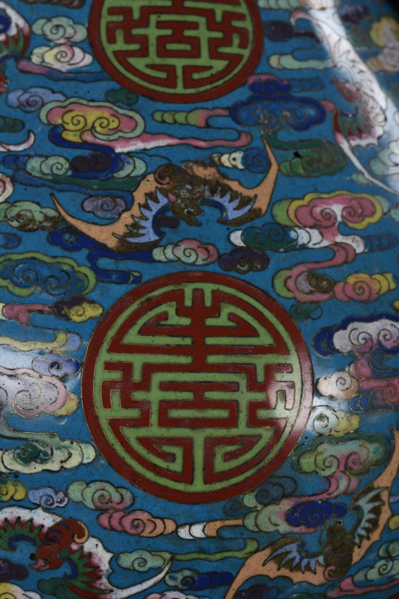 Coppia di Grandi Vasi a Zucca Cloisonne e Bronzo Dorato, Cina, Dinastia Qing, XIX Secolo