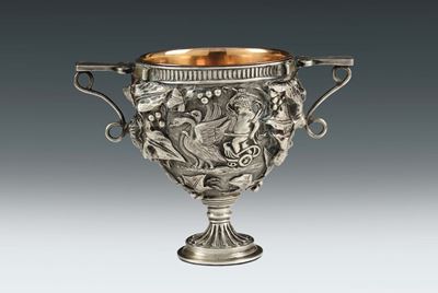 Vaso Biansato in Argento Fuso e Cesellato, Argentiere Italiano del XX Secolo