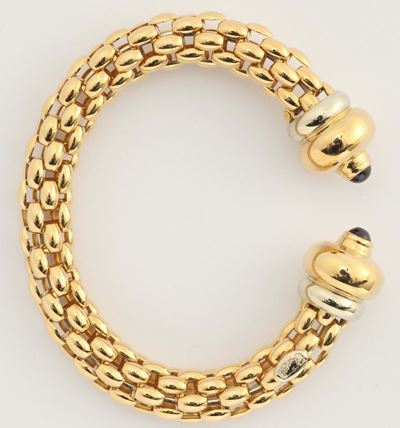 Fope, Bracciale Firmato con Due Zaffiri Taglio Cabochon