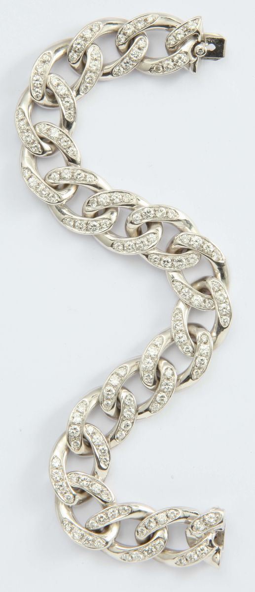 Bracciale a maglia gourmette con diamanti  - Asta Fine Jewels - I - Cambi Casa d'Aste