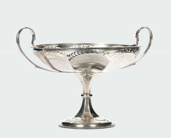 Coppa biansata in argento, argentiere James Woods & Sons, Birmingham 1919