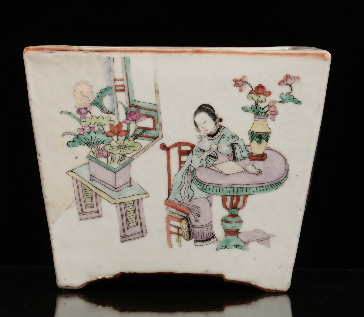 Giardiniere in Porcellana Famiglia Rosa a Sezione Quadrata, Cina, Dinastia Qing, XIX Secolo