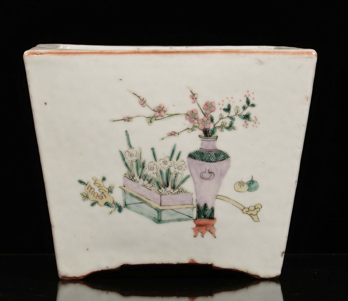 Giardiniere in Porcellana Famiglia Rosa a Sezione Quadrata, Cina, Dinastia Qing, XIX Secolo