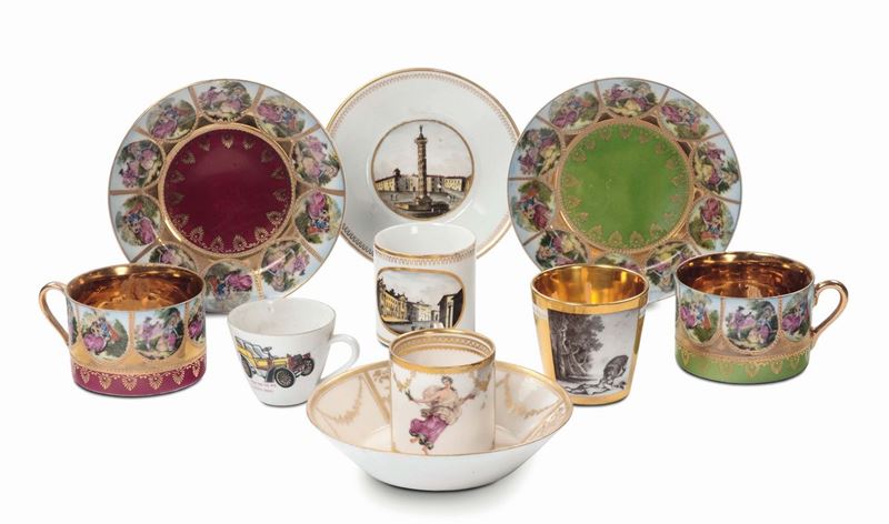 Six cups, different manufacturers. 18th, 19th, 20th century  - Auction Majolica and porcelain from the 16th to the 19th century - Cambi Casa d'Aste