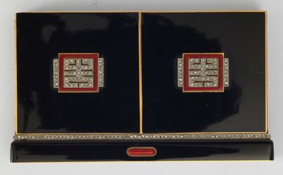 Lacloche Frères, Trousse in Oro con Smalto Nero, Rosso e Diamanti