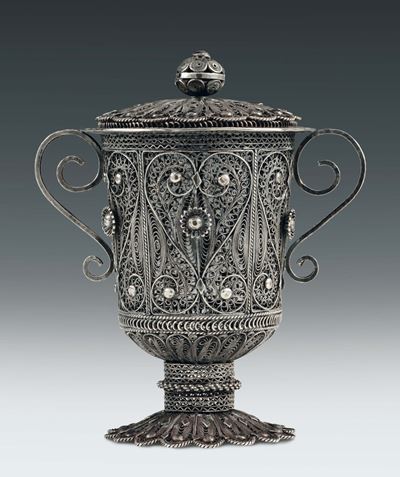 Vaso Biansato in Filigrana D'argento, Sud America XIX Secolo