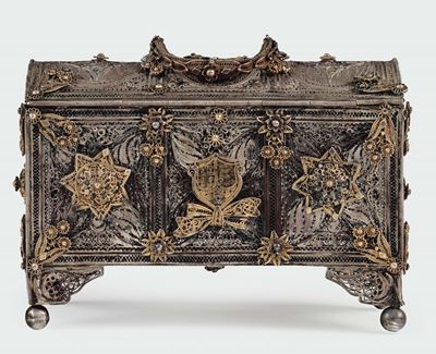 Cofanetto in Filigrana D'argento Dorata, Arte Balcanica o Russa degli Inizio del XX Secolo