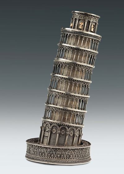 Torre di Pisa in Filigrana D'argento, Italia XIX-XX Secolo