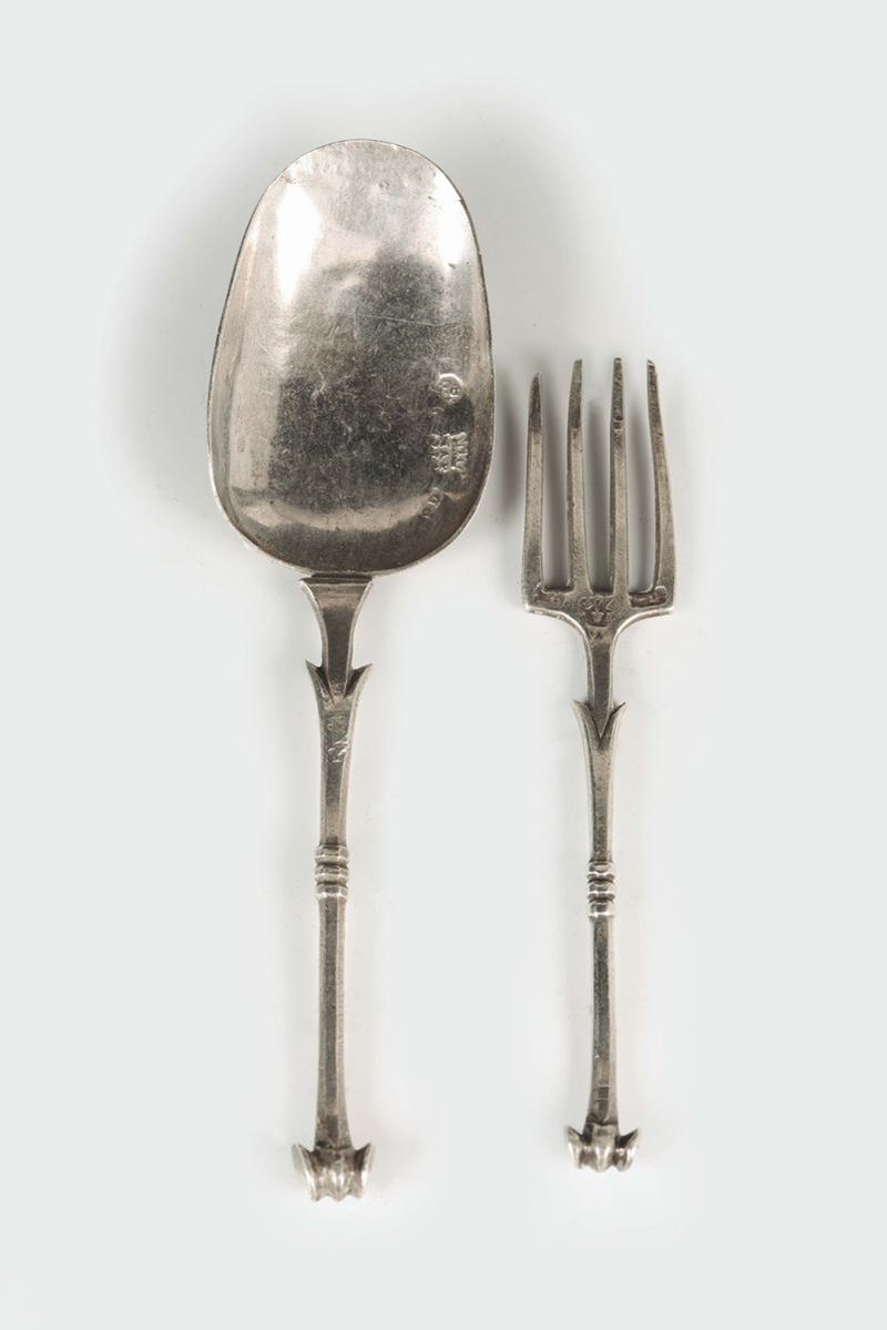 A molten and embossed silver fork and spoon, Naples 1714  - Auction Silver an a Filigrana Collection - II - Cambi Casa d'Aste