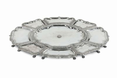 Importante Surtout De Table in Metallo Argentato Composto da Nove Elementi, Piemonte-lombardia 17...