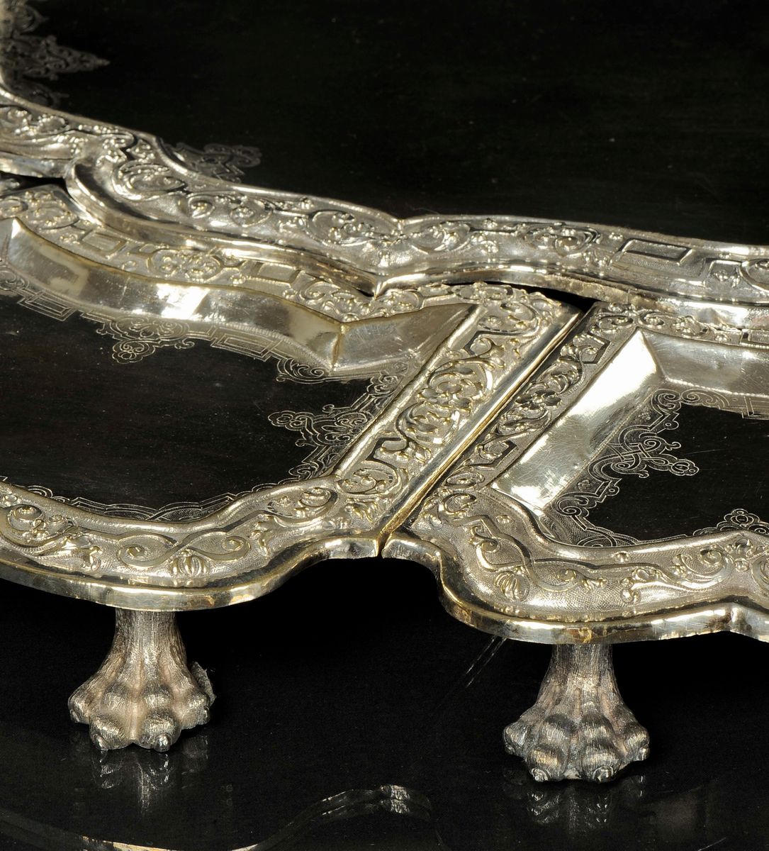 Importante Surtout De Table in Metallo Argentato Composto da Nove Elementi, Piemonte-lombardia 17...