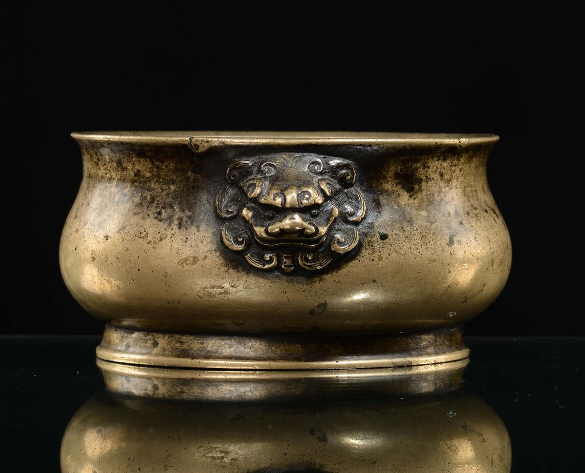 Incensiere in Bronzo Dorato, Cina, Dinastia Ming, XVII Secolo