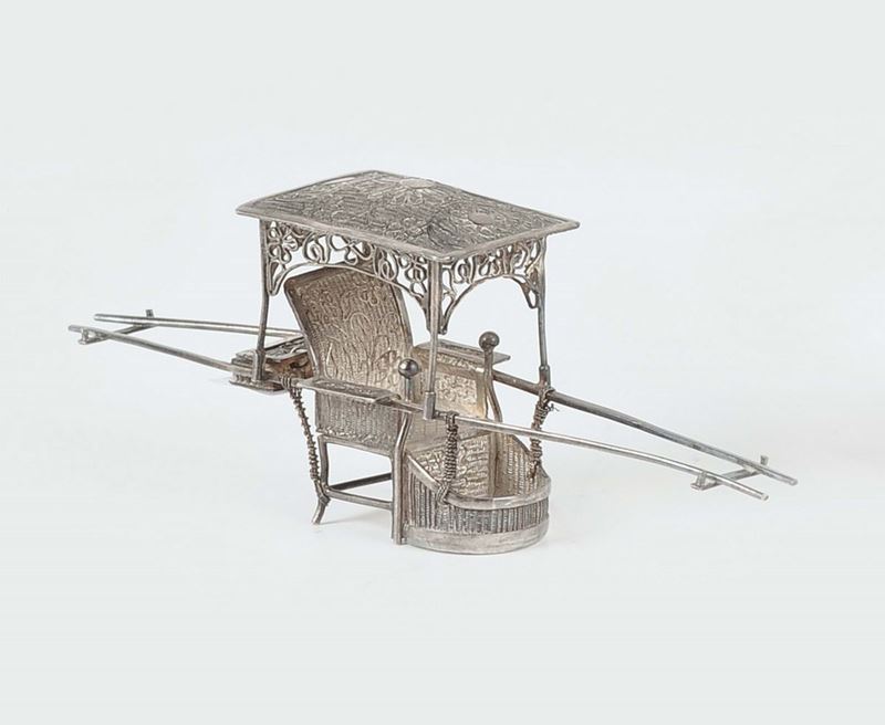 Modellino di portantina in filigrana d'argento, Cina XIX-XX secolo  - Asta Argenti e una Collezione di Filigrane - II - Cambi Casa d'Aste