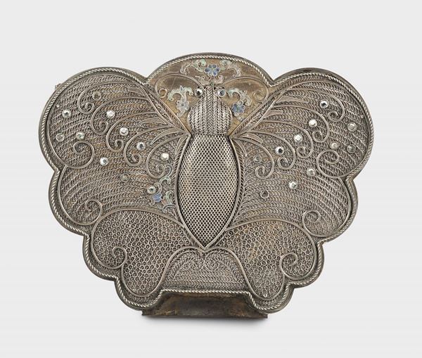 Scatola porta gioie in filigrana d'argento, Cina XIX-XX secolo
