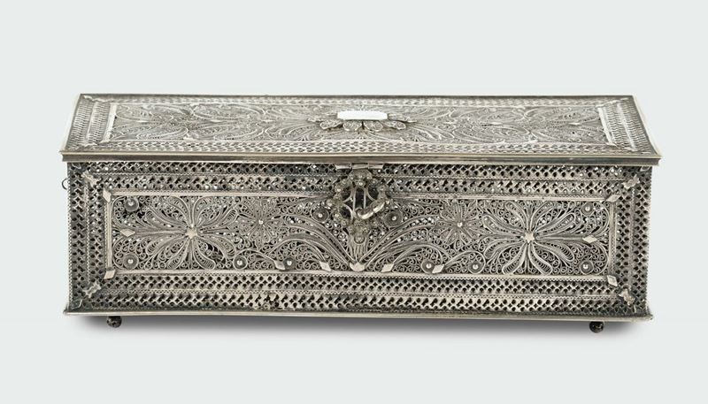 Scatola in filigrana d'argento, Persia XIX secolo  - Asta Argenti e una Collezione di Filigrane - II - Cambi Casa d'Aste
