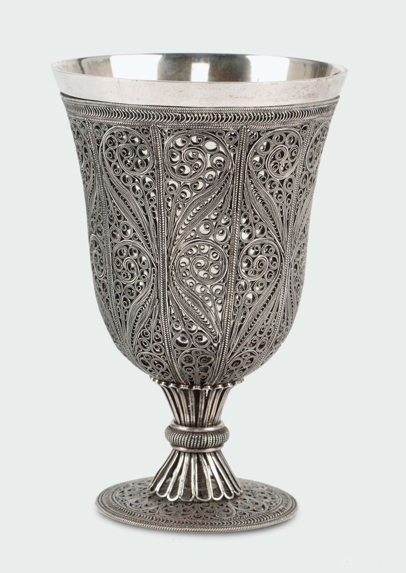 A silver filigree drinking cup, Persia 19th-20th century  - Auction Silver an a Filigrana Collection - II - Cambi Casa d'Aste