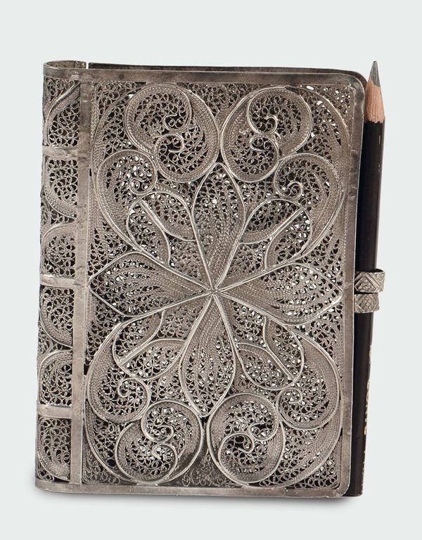 A silver filigree carnet case, Liguria 19th century