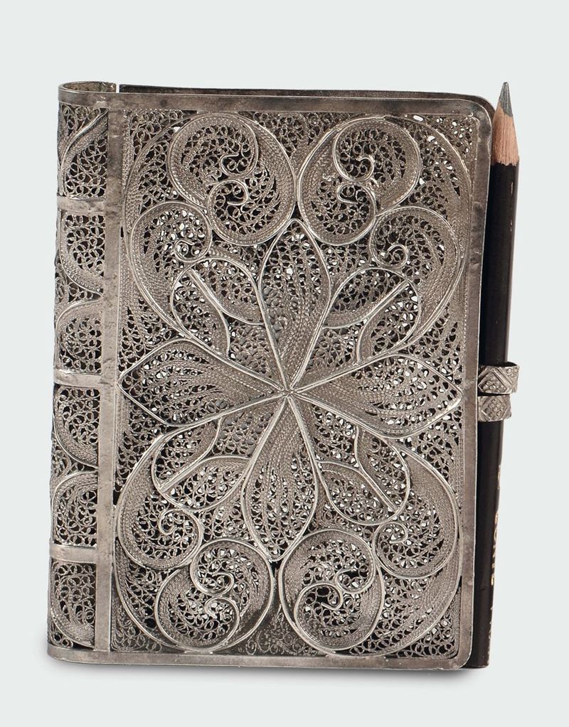 A silver filigree carnet case, Liguria 19th century  - Auction Silver an a Filigrana Collection - II - Cambi Casa d'Aste