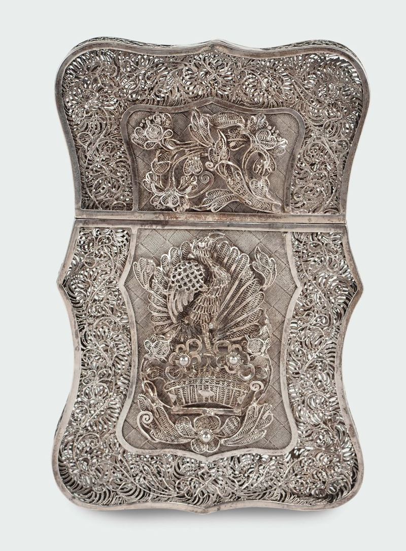 A silver filigree card case, China, 19th century  - Auction Chinese Works of Art - Cambi Casa d'Aste