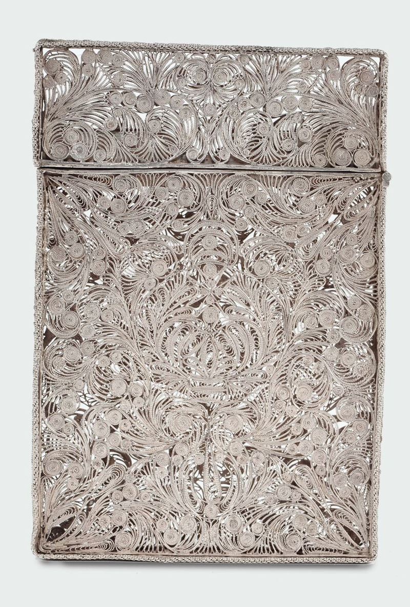 A silver filigree card case, Iberian peninsula 19th century  - Auction Silver an a Filigrana Collection - II - Cambi Casa d'Aste