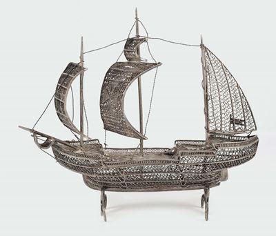 Caravella in Filigrana D'argento, Genova XIX-XX Secolo